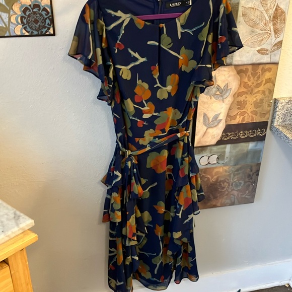 Ralph Lauren Navy Floral Black Label Designed Dress 8!! - Picture 12 of 13